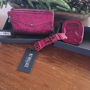 MZ Wallace Pink Sequin Wallet and Pouch Set